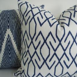 Navy & Ivory Ikat Pillow Cover - Geometric Throw - thumbnail 2