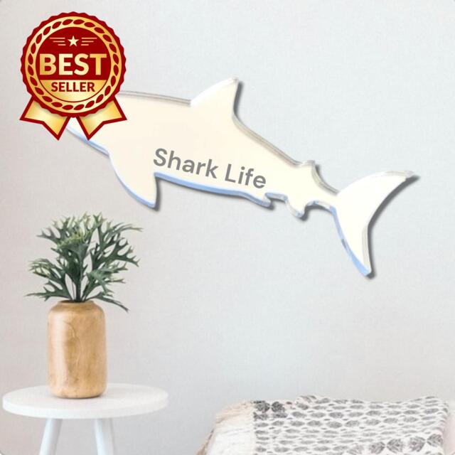 Personalized Shark Acrylic Mirror Wall Art Nursery Decor - image 1