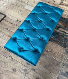 Handmade Shiny Teal Velvet Ottoman Storage Bench