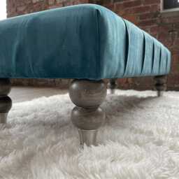 Handmade Shiny Teal Velvet Ottoman Storage Bench - thumbnail 4