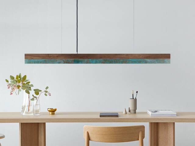 Pendant Lamp - Walnut & Oxidised Copper Dining Room Gantlights Led - image 1