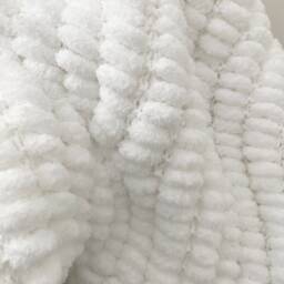 Hand Knitted Pom Baby Blanket White - Pram Size - Approx 66cmx86cm - thumbnail 1