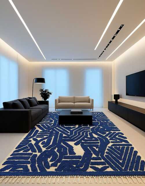 Blue Moroccan Rug Handwoven Berber Wool Shaggy Rug - image 1
