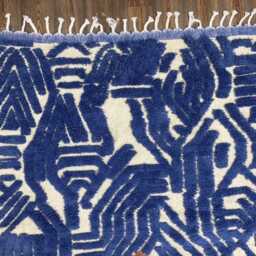 Blue Moroccan Rug Handwoven Berber Wool Shaggy Rug - thumbnail 4