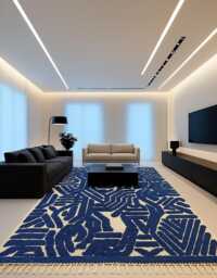 Blue Moroccan Rug Handwoven Berber Wool Shaggy Rug - thumbnail 1
