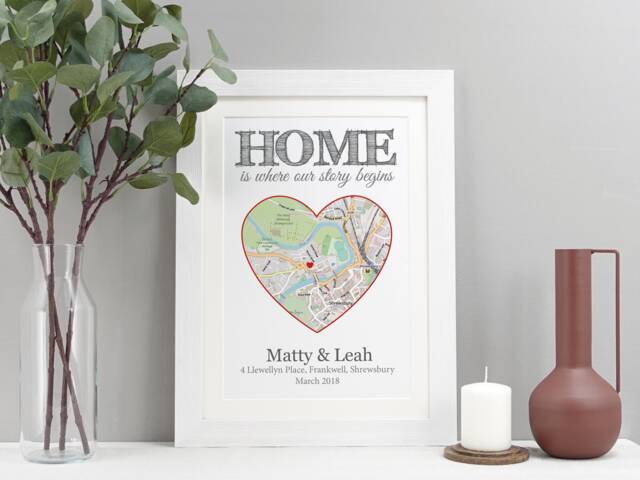 Personalised New Home Map Print - Housewarming Gift First Keepsake Custom Moving in Forever Art Va093 - image 1