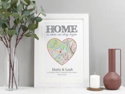 Personalised New Home Map Print - Housewarming Gift First Keepsake Custom Moving in Forever Art Va093 - thumbnail 1
