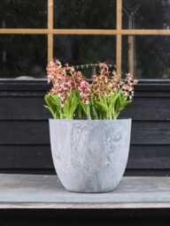 Artstone Bola Eco-Friendly Plant Pot - Recycled Plastic & Stone, Grey, D33cm, Pot With Drainage - thumbnail 2