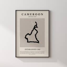 Cameroon Map Vintage Abstract Wall Art Print Picasso + Matisse Inspired Travel Poster - thumbnail 1