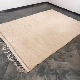 Handmade Moroccan Beni Ourain Rug Soft White Wool, Large Berber Azilal Rug - 7x10 Ft - thumbnail 2