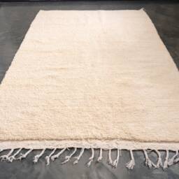 Handmade Moroccan Beni Ourain Rug Soft White Wool, Large Berber Azilal Rug - 7x10 Ft - thumbnail 3