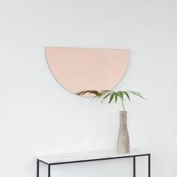 Luna??? Half-Moon Rose Gold/Peach Tinted Minimalist Frameless Mirror - thumbnail 3