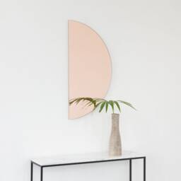 Luna??? Half-Moon Rose Gold/Peach Tinted Minimalist Frameless Mirror - thumbnail 2