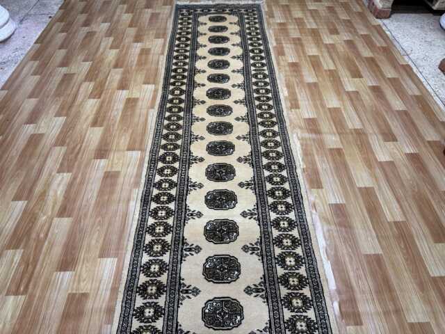 2.6x13 Beige Color Bokhara Rug - Runner Hallway Stairs Bukhara Long Silk Touch Afghan - image 1