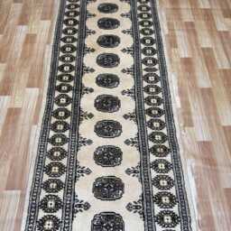 2.6x13 Beige Color Bokhara Rug - Runner Hallway Stairs Bukhara Long Silk Touch Afghan - thumbnail 3
