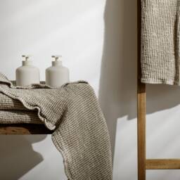 Exfoliating Face Linen Towel, Heavyweight Soft Scrub Waffled Natural Flax, Absorbent, Hypoallergenic, Antimicrobial Sensitive Skin Bathroom - thumbnail 2