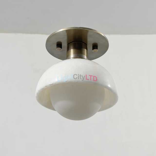 Alabaster Modern Brass Flush Mount Ceiling Light With Glass Globe - image 1