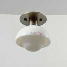 Alabaster Modern Brass Flush Mount Ceiling Light With Glass Globe - thumbnail 1