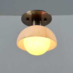 Alabaster Modern Brass Flush Mount Ceiling Light With Glass Globe - thumbnail 2
