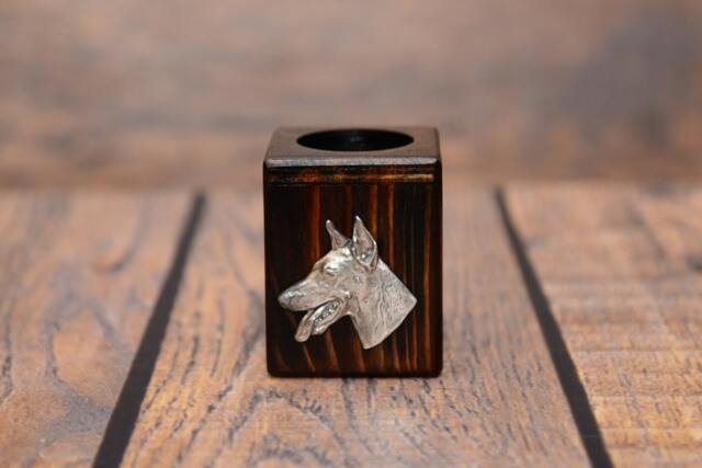 Dobermann - Wooden Candlestick With Dog, Souvenir, Decoration, Limited Edition, Collection - image 1