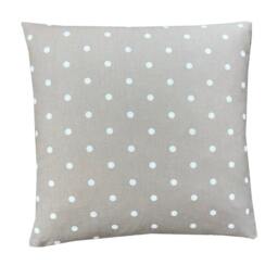 Handmade Taupe Beige Linen Polka Dot Pillow Sham Cushion Cover - thumbnail 3