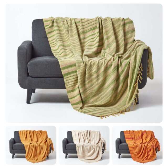 Handmade Cotton Chenille Tie & Dye Bed Sofa Throw - 4 Colours, 2 Sizes, Tasselled Fringes, Oeko-Tex?? Certified, Soft Machine Washable - image 1