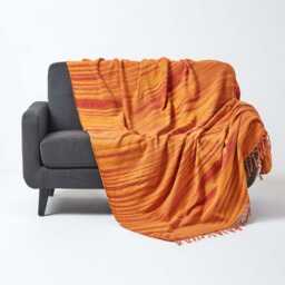 Handmade Cotton Chenille Tie & Dye Bed Sofa Throw - 4 Colours, 2 Sizes, Tasselled Fringes, Oeko-Tex?? Certified, Soft Machine Washable - thumbnail 3