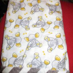 Infant Or Baby Blanket Elephants & Minky - thumbnail 3