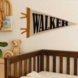 Personalized Name Pennant For Nursery Room Decor - Baby Shower Gift Boy Girl Flag Banner Blag Wall Hanging - thumbnail 3