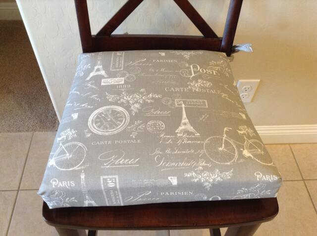 Paris Print Chair Cushion Cover French Stamp Fabric Seat - image 1