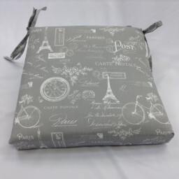 Paris Print Chair Cushion Cover French Stamp Fabric Seat - thumbnail 3