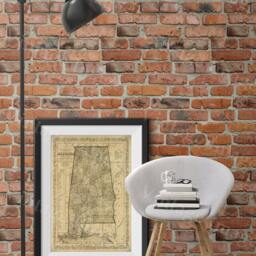 Alabama Map Antique Of Restoration Decorator Style Map Large Old Wall Home Decor Office Art Print - thumbnail 2