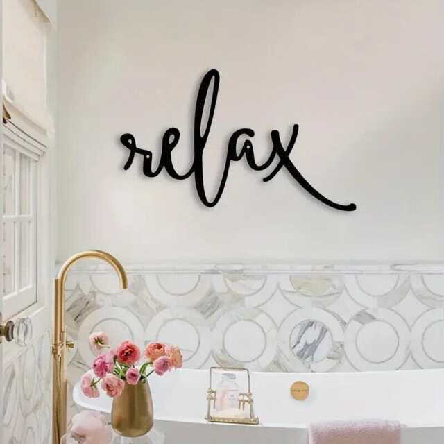 Relax Wooden Script Sign Hallway Bathroom Home Door Wall Decor Black Sticker - image 1