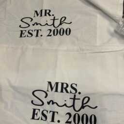 Personalised Couple Mr Mrs/ Mr/ Mrs Your Surname & Year Est. Established Pillowcase Pair - Wedding Engagement Anniversary White - thumbnail 2