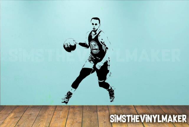 Basketball Decal, Stephen Curry Decal, Boys Bedroom Decor, Player Vinyl Sticker, Large Wall Art - image 1