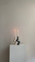 Set 2 White & Black Ceramic Candlestick
