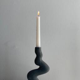 Set 2 White & Black Ceramic Candlestick - thumbnail 4