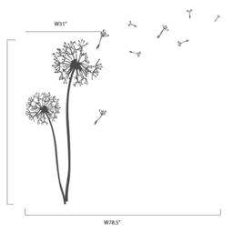 Dandelions Decalflying Seeds Decals For Walls Floral Wall Sticker Stick On Art By Decalisland -Dandelions Flower Sd 095 - thumbnail 2