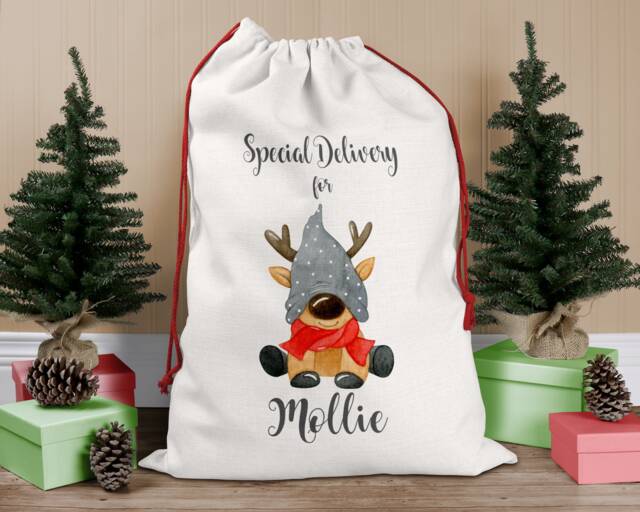 Personalised Christmas Sack, Santa Eve Stocking, Bag, Father Christmas, Present Box - image 1