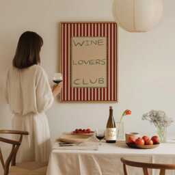 Wine Lovers Club Print, Eclectic Illustration Art, Kitchen Art Typography Wall Unframed - thumbnail 2