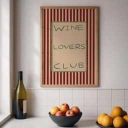 Wine Lovers Club Print, Eclectic Illustration Art, Kitchen Art Typography Wall Unframed - thumbnail 3