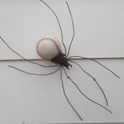 Large Softball & Barbed Wire Spider Repurposed Art - thumbnail 4