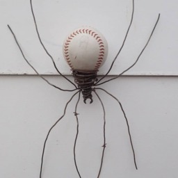 Large Softball & Barbed Wire Spider Repurposed Art - thumbnail 2
