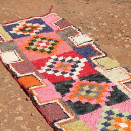 Handwoven Wool Runner Rug Multicolored Moroccan Hallway Rug - thumbnail 2