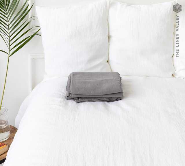 Charcoal Grey Linen Flat Sheet - Sheet Various Sizes - Natural Double/Queen/King Size Bed - image 1