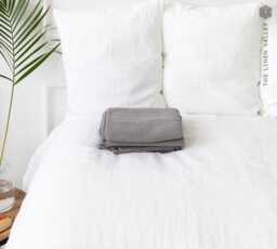 Charcoal Grey Linen Flat Sheet - Sheet Various Sizes - Natural Double/Queen/King Size Bed - thumbnail 1