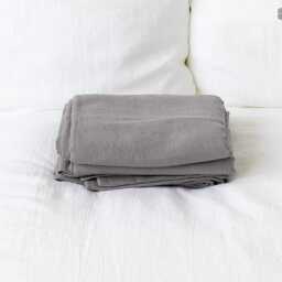 Charcoal Grey Linen Flat Sheet - Sheet Various Sizes - Natural Double/Queen/King Size Bed - thumbnail 2