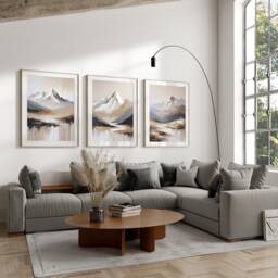 Set Of 3, Geometric Abstract Art, Black Neutral Beige, Living Room Wall Art Poster Prints Home Decor, A5, A4, A3 A2 A1 Sizes, Fast Delivery - thumbnail 1
