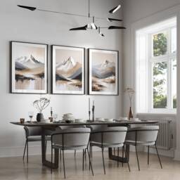 Set Of 3, Geometric Abstract Art, Black Neutral Beige, Living Room Wall Art Poster Prints Home Decor, A5, A4, A3 A2 A1 Sizes, Fast Delivery - thumbnail 2