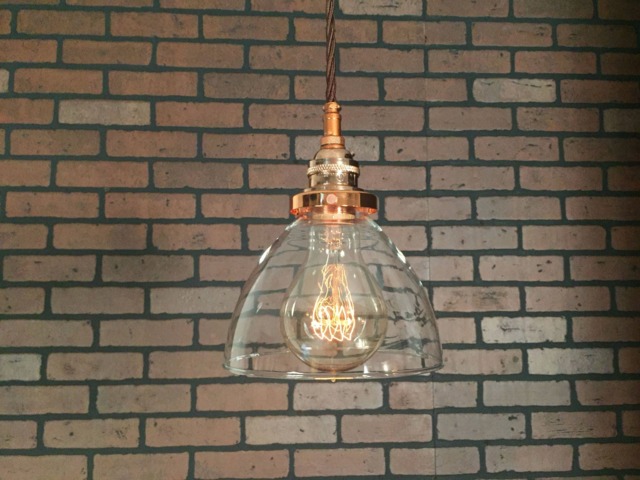 "Industrial Pendant -Copper 6"" Clear Glass Cone Shade With Patented ""Huila Connectors" - image 1